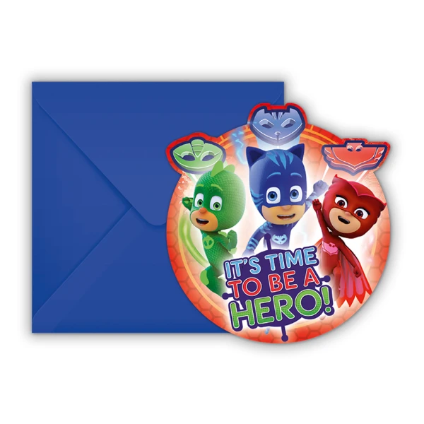 PARTY INVITATIONS 6 pcs PJ MASKS