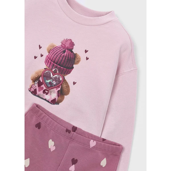 MAYORAL FLEECE LEGGINGS SET PRINTED VIOLET