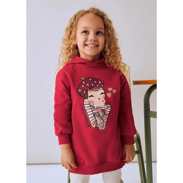 MAYORAL DRESS SWEATSHIRT HOOD RED 