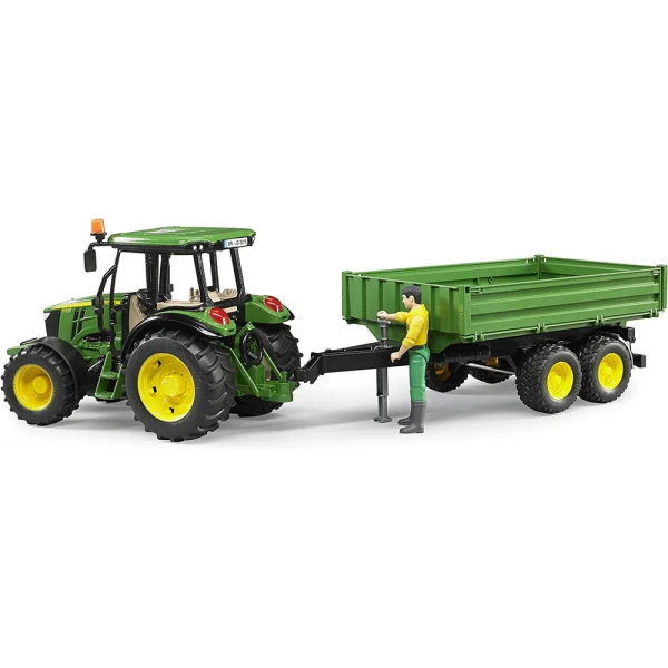 BRUDER TRAKTOR JOHN DEERE 5115M WITH TRAILER