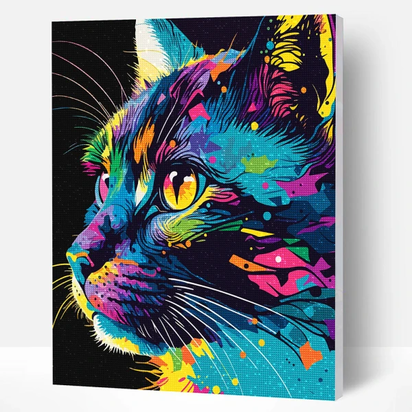 SPLAT PLANET DIAMOND PAINTING KIT ON FRAMED CANVAS 40X30 cm BRIGHT CAT