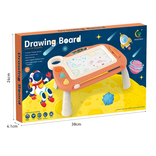 MAGNETIC WRITE-ERASE BOARD ORANGE WITH LEGS