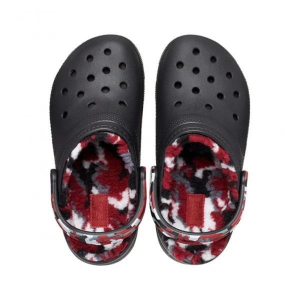 CROCS CLASSIC LINED CAMO CLOG K BLACK/RED