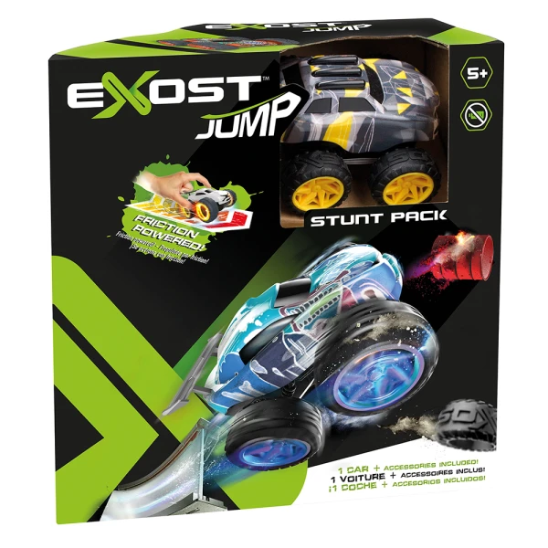 EXOST JUMP TOY CAR FRICTION POWERED WITH RAMP AND OBSTACLES - 3 DESIGNS