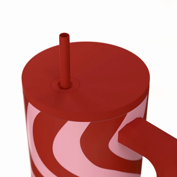 ESTIA HOME ART THERMAL BOTTLE STRAW TUMBLER XL 900ml - CORAL WAVES