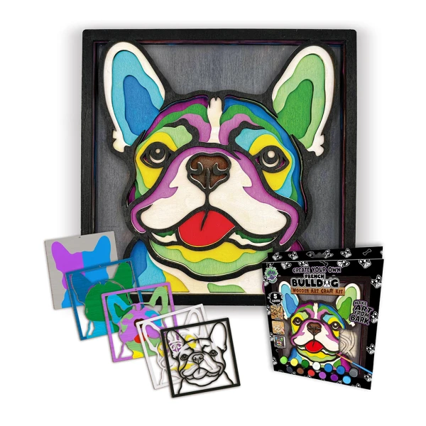 SPLAT PLANET WOODEN 3D PAINTING CONSTRUCTION FRENCH BULLDOG