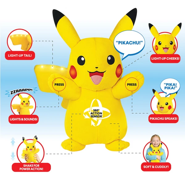 POKEMON PIKACHU PLUSH 25cm WITH LIGHT AND SOUND