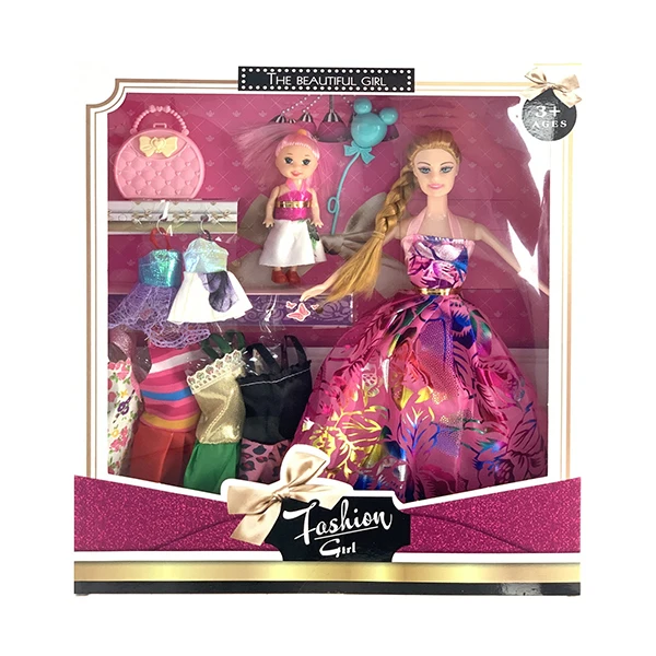 DOLL WITH CHILD & DRESSES