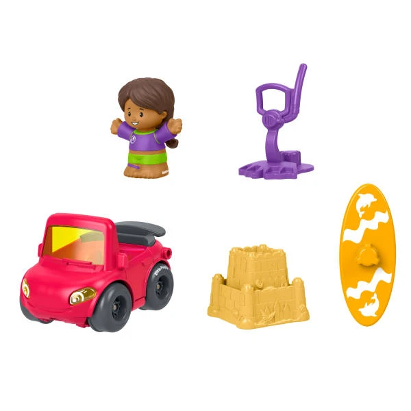FISHER PRICE LITTLE PEOPLE VEHICLE WITH FIGURE & ACCESSORIES - BEACH