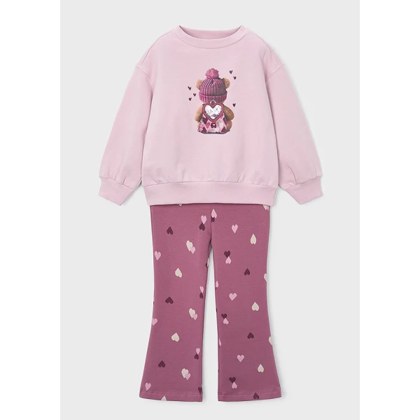 MAYORAL FLEECE LEGGINGS SET PRINTED VIOLET