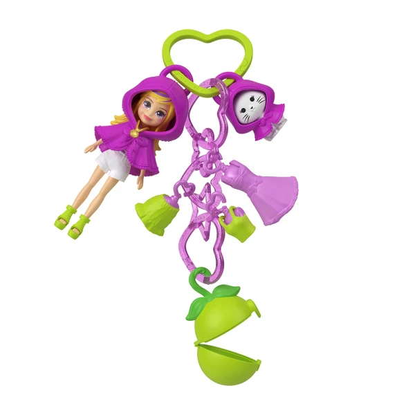 POLLY POCKET DOLL WITH ACCESSORIES & KEYCHAIN - APPLE