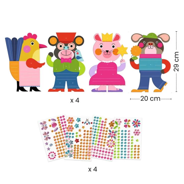 DJECO DECORATE WITH GEM STICKERS - ANIMAL PICTURES