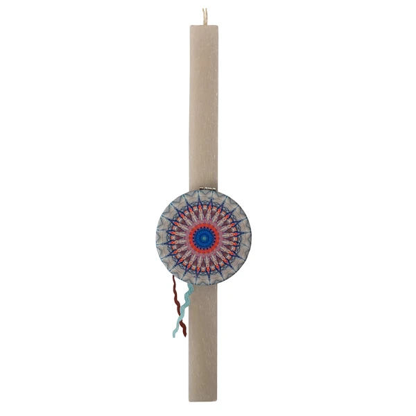 UNIKER HANDMADE CANDLE 29 cm LIGHT BEIGE BOHO MIRROR - 4 DESIGNS
