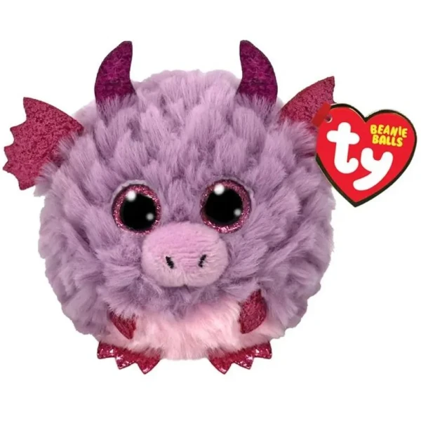 TY BEANIE BALLS FLUFFY PURPLE DRAGON