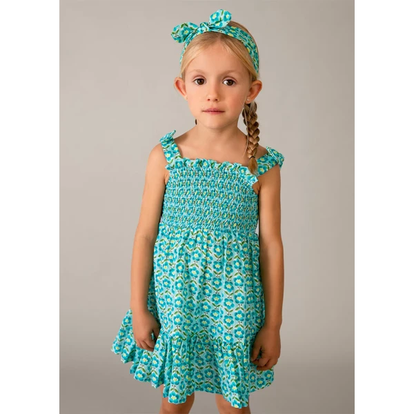 MAYORAL DRESS PRINTED RIBBON DARK BLUE