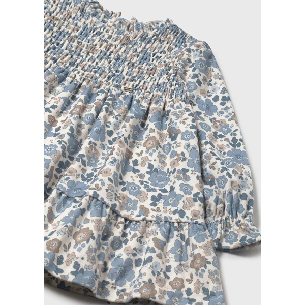 MAYORAL DRESS VELVET PRINTED LIGHT BLUE-PURPLE