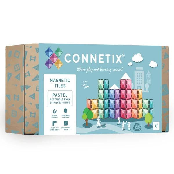 CONNETIX MAGNETIC TILES PASTEL RECTANGLE 24 pcs