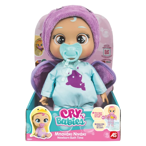 CRY BABIES NEWBORN BATHTIME INTERACTIVE BABY DOLL CRIES REAL TEARS - 2 DESIGNS