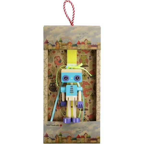 SYNCHRONIA HANDMADE CANDLE 30 cm WOODEN ROBOT YELLOW