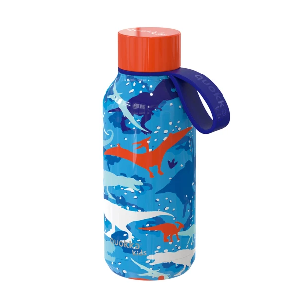 QUOKKA THERMAL STAINLESS STEEL BOTTLE SOLID WITH STRAP 330ml DINOSAUR