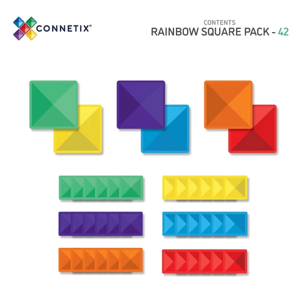 CONNETIX MAGNETIC TILES RAINBOW SQUARE PACK 42 pcs