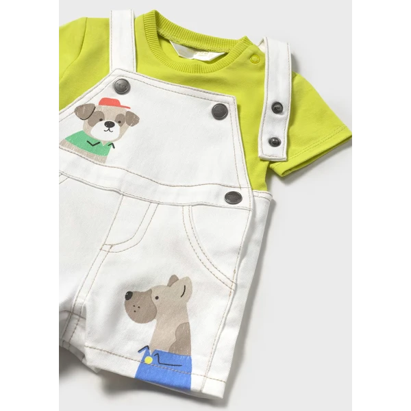 MAYORAL SET DUNGAREES WHITE-GREEN