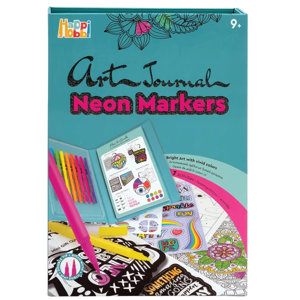 HAPPIHOBBI ART JOURNAL NEON MARKERS FOR AGES 9+