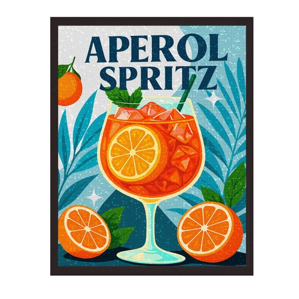 SPLAT PLANET DIAMOND PAINTING KIT ON FRAMED CANVAS 30X40 cm APEROL SPRITZ