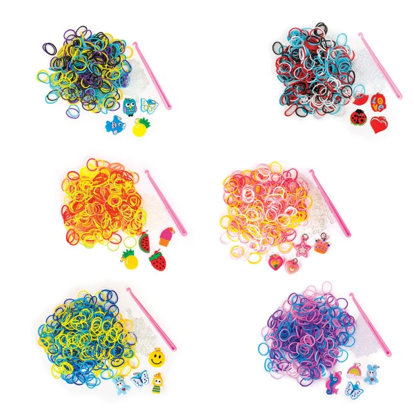 PLEXI-FLEXI PACK WITH 300 LOOMS & 4 CHARMS FOR AGES 5+ - 6 DESIGNS