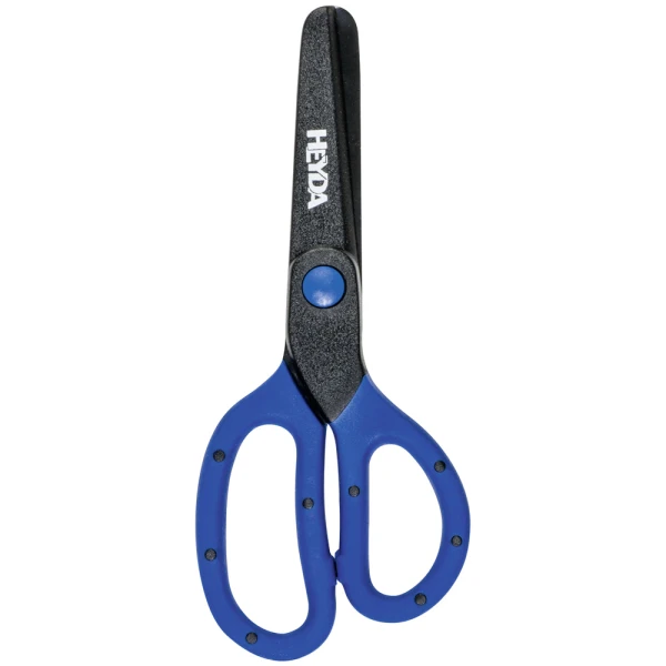 SCISSORS 13 cm BLUE WITH PLASTIC BLADE
