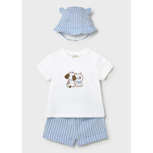 MAYORAL SET PANTS SHORT AND HAT LIGHT BLUE