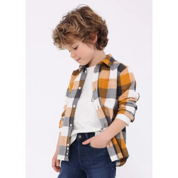 MAYORAL SHIRT LONG SLEEVES CHECKED OCHER