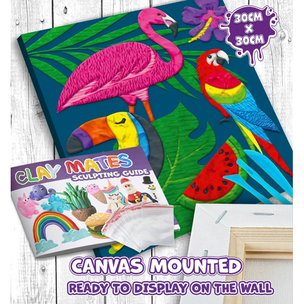 SPLAT PLANET MESS-FREE PAINT KIT WITH CLAY TROPICAL CANVAS MOUNTED