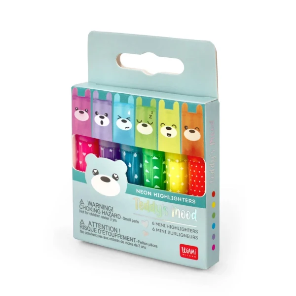 LEGAMI TEDDY\'S MOOD SET OF 6 MINI HIGHLIGHTERS