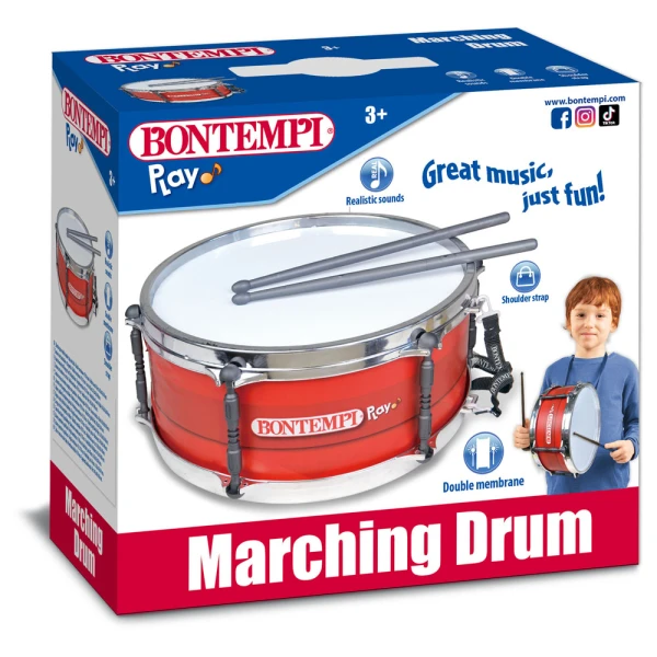 BONTEMPI MARCHING DRUM WITH STRAP AND STICKS 34 cm