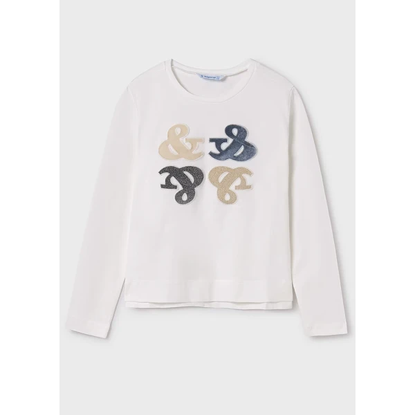 MAYORAL LONG SLEEVES BLOUSE IVORY-BLUE