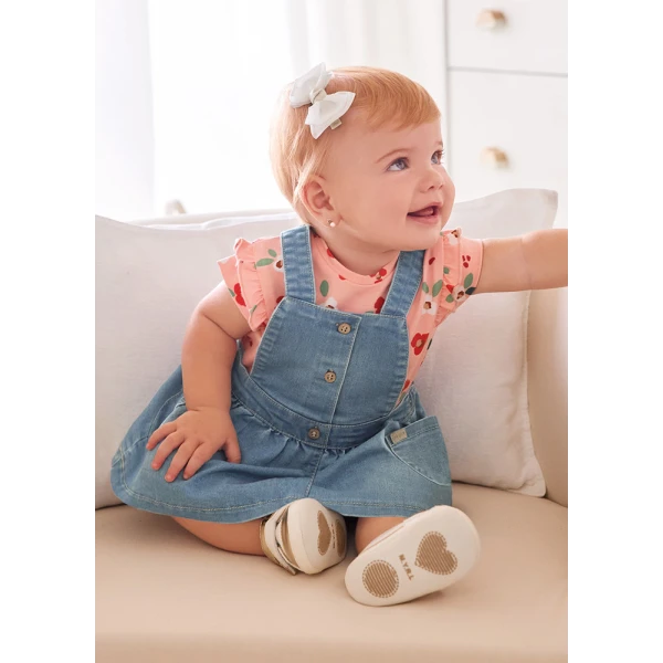 MAYORAL SET DUNGAREES SKIRT LIGHT CORAL