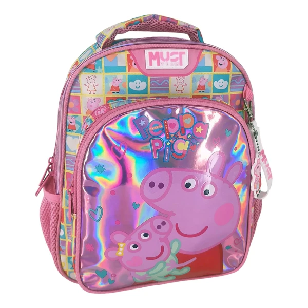 MUST TEAM PRESCHOOL BACKPACK 27X10X31 cm WITH 2 COMPARTMENTS PEPPA PIG SMILE PLAY JUMP