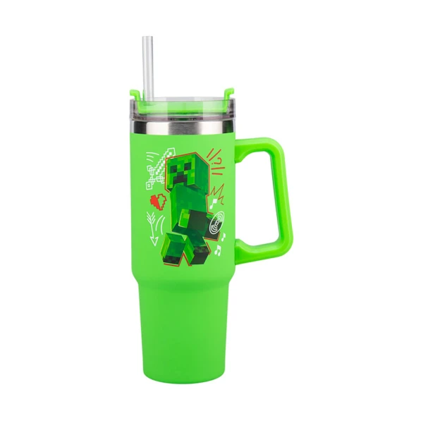 MINECRAFT - GREEN MULTIWAY INSULATED TRAVEL CUP WITH STRAW 900ml