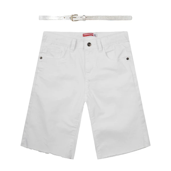 ENERGIERS BERMUDA PANTS AND BELT GIRL WHITE