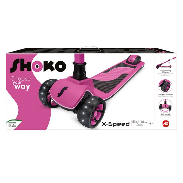 SHOKO ΠΑΙΔΙΚΟ ΠΑΤΙΝΙ X-SPEED ΜΕ 3 ΡΟΔΕΣ ΣΕ ΡΟΖ ΧΡΩΜΑ ΓΙΑ 4+ ΧΡΟΝΩΝ