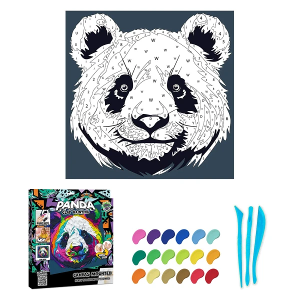 SPLAT PLANET CLAY PAINTING KIT ON CANVAS 30X30 cm PANDA