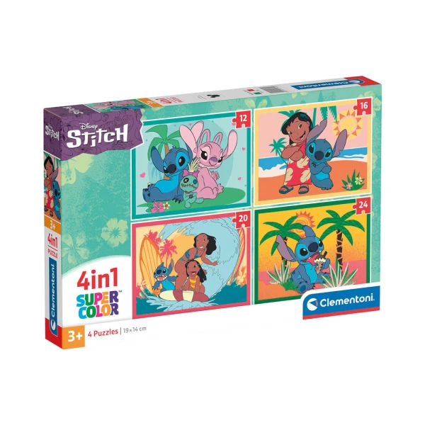 CLEMENTONI ΠΑΙΔΙΚΟ ΠΑΖΛ 4 ΣΕ 1 SUPER COLOR DISNEY STICH 12-16-20-24 ΤΜΧ