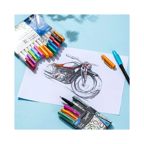 DELI DESIGN MARKERS BRUSH TIP IN PLASTIC BLISTER 6 COLORS 0.4mm INSPIRA