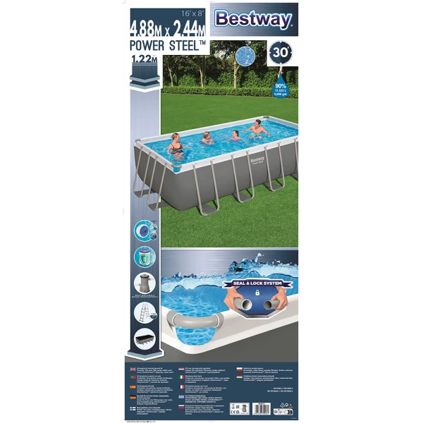 BESTWAY ΣΕΤ ΟΡΘΟΓΩΝΙΑ ΠΙΣΙΝΑ 488X244Χ122 εκ. POWER STEEL