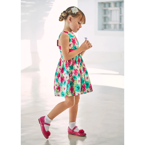 MAYORAL DRESS SATIN PRINTED FUCHSIA