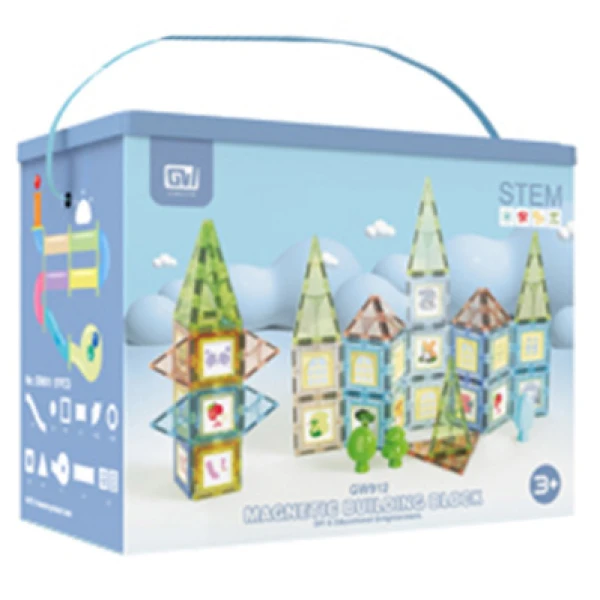 SET WITH MAGNETIC BRICKS IN PALE COLORS 59 pcs.