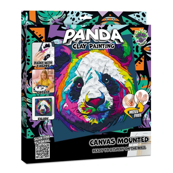 SPLAT PLANET CLAY PAINTING KIT ON CANVAS 30X30 cm PANDA