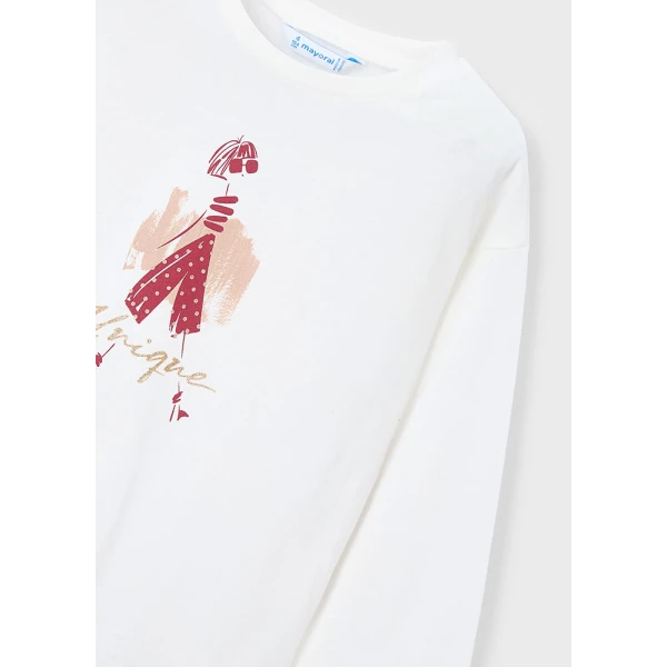 MAYORAL LONG-SLEEVE T-SHIRT CREAM 