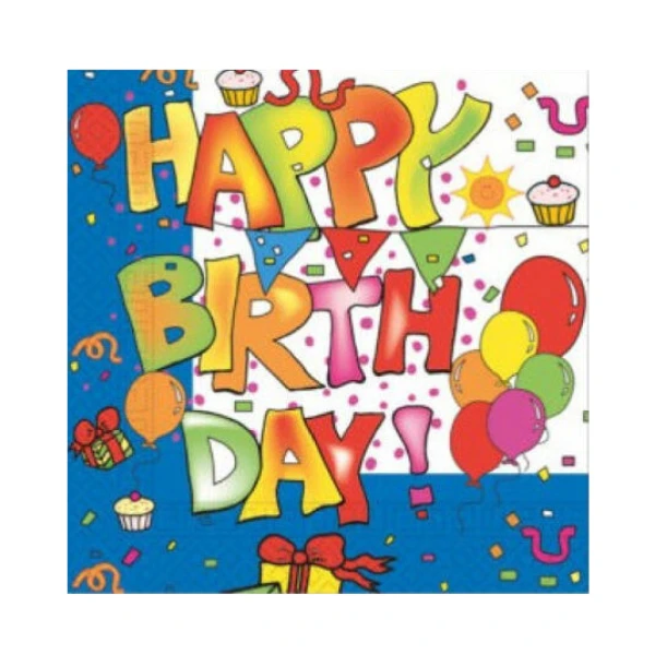 NAPKINS KOKLIKO HAPPY BIRTHDAY 33X33 cm 20 pcs